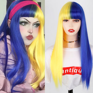 Lolita synthetic Wig Pink Wig Blonde wig Long Streight hair With Bangs Natural wigs For women hair Cosplay Wig ALODIA STORE