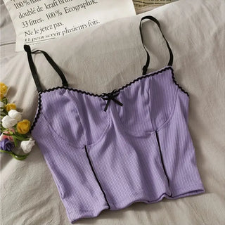Sexy CropTop for Women Pink Cropped Clothes Femme Vintage Tube Tank Top Korean Streetwear Summer Club Lingerie ALODIA STORE