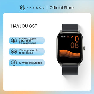 HAYLOU GST Smart Watch Men Women Watch Blood Oxygen Heart Rate Sleep Monitor 12 Sport Models Custom Watch Face Global Version ALODIA STORE
