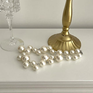 Bead Pearls Necklace Collarbone Chain Women's Elegant Pendant Necklace Bride Jewelry ALODIA STORE