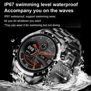LIGE 2022 Full Circle Touch Screen Steel Band Luxury Bluetooth Call Men Smart Watch Waterproof Sport Activity Fitness Watch+Box ALODIA STORE