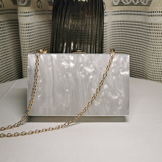 Gnirue New Wallet Fashion Women Messenger Bags Elegant Pearl Acrylic Clutch Vintage Woman Party Pure White Shoulder Evening bag ALODIA STORE