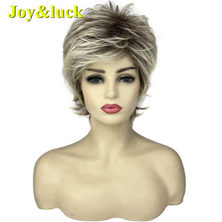 Short Ombre Blonde Wig Synthetic Bob Straight Hair With Bangs Women Natural Daily Wear Wig ALODIA STORE