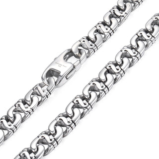 Men's Necklace 316L Stainless Steel Chain 9.5mm Heavy Marina Biker Silver Color Fashion Jewelry Dropshipping 18-36inch HN01 ALODIA STORE