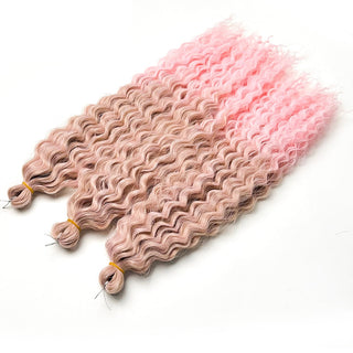 Synthetic Curl Hair Water Wave Pink 22 Inch Deep Wave Braiding Hair Extension Crochet Hair Synthetic Goddess Braiding Hair ALODIA STORE