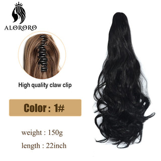 Synthetic 22inch Claw Clip Ponytail Hair Extension Wavy Ponytail Synthetic Ponytail Hair Clip For Women Pony Tail Hairpiece ALODIA STORE