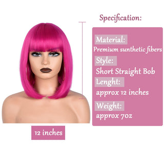 Short Straight Bob Wig for Women Synthetic Wigs Brown to Blonde Ombre Natural Fake Hair Heatresistant Wig Pink Wig With Bangs ALODIA STORE