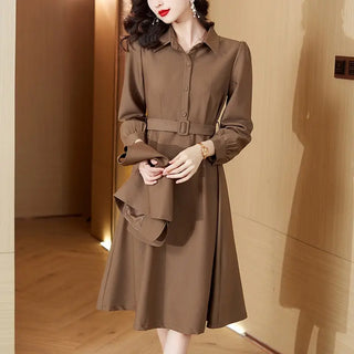 Korean Fashion Casual Two Piece Set Women Elegant Loose Vest CropTops + Long Sleeve Slim Shirt Dress Woman Femme 2 Piece Outfits ALODIA STORE