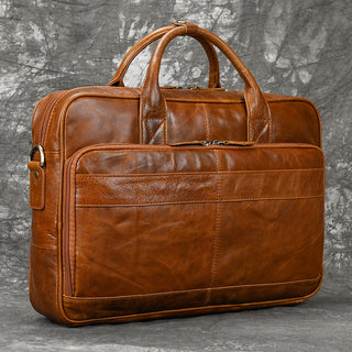 MAHEU Retro Laptop Briefcase Bag Genuine Leather Handbags Casual 15.6 Pad Bag Daily Working Tote Bags Men Male bag for documents ALODIA STORE