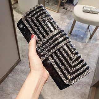 Black Clutch Purse and Handbag with Rhinestone Women ALODIA STORE