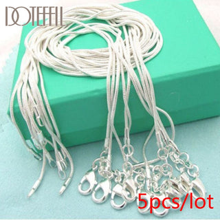 DOTEFFIL 925 Sterling Silver 10pcs/Lot 16/18/20/22/24/26/28/30 Inch 1.2mm Snake Chain Necklace For Woman Man Fashion Jewelry ALODIA STORE