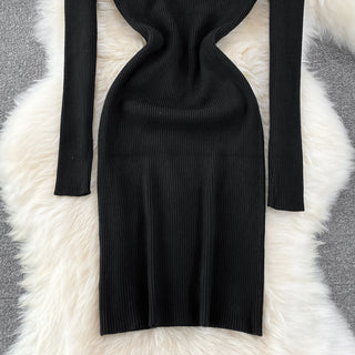 Elegant Turtleneck Long Sleeve Knit Bodycon Pencil Dress Slim Basic Fashion Sweater Vestido Sexy Women Autumn Winter Clothing ALODIA STORE