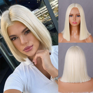 Green Short Bob Wig With Bangs for Women Shoulder Length Synthetic Wigs Cosplay Party Daily Lolita Natural Hair Black Pink Red ALODIA STORE