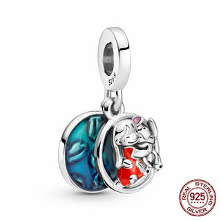 new 100% 925 sterling silver disney charm of ley 925 Chain Beaded Suitable For Ladies Original Pandora Bracelet DIY Jewelry ALODIA STORE