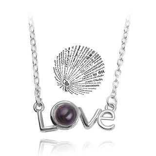 Projection Necklace 100 Languages I Love You Pendant Jewelry For Lover Girlfriend 2023 Trendy Couple Romantic Cute Accessories ALODIA STORE