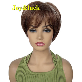 Short Ombre Blonde Wig Synthetic Bob Straight Hair With Bangs Women Natural Daily Wear Wig ALODIA STORE