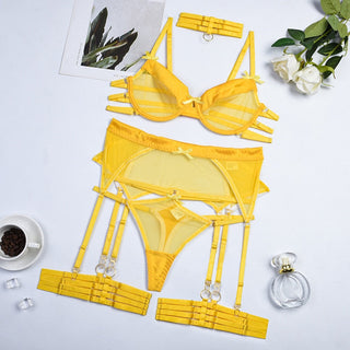 Ellolace Lingerie Sexy Porn Underwear Women Body Luxury 6-Piece Bra and Panty Set See Through Intimate Uncensored Sheer Outfits ALODIA STORE