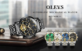 OLEVS Men Watch Automatic Mechanical Watch Stianless Top Brand Luxury Moon phase SkeletonTourbillon Wristwatch Reloj hombres ALODIA STORE