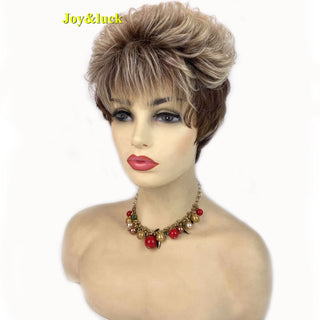 Short Ombre Blonde Wig Synthetic Bob Straight Hair With Bangs Women Natural Daily Wear Wig ALODIA STORE