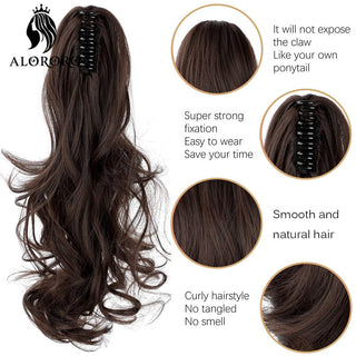 Synthetic 22inch Claw Clip Ponytail Hair Extension Wavy Ponytail Synthetic Ponytail Hair Clip For Women Pony Tail Hairpiece ALODIA STORE