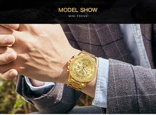 MINI FOCUS Watches Mens Top Brand Luxury Gold Watch Calendar Waterproof Chronograph Multifunction Business relogio masculino New ALODIA STORE