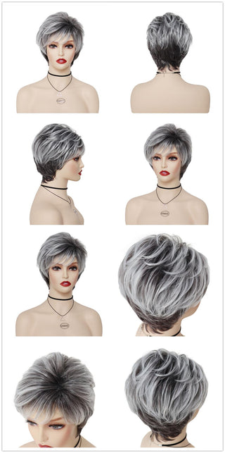GNIMEGIL Synthetic Hair Blonde Wig with Bangs Natural Short Wig for White Woman High Temperature Blond Ombre Mommy Wig for Daily ALODIA STORE