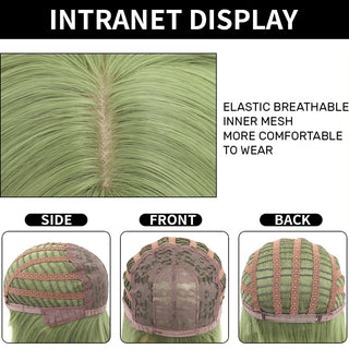 Green Short Bob Hair Synthetic Wig For Woman With Bangs Blonde Ombre Pink Cosplay Lolita Party Heat Resistant Daily Natural Hair ALODIA STORE