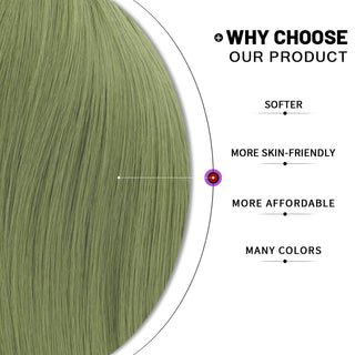 Green Short Bob Hair Synthetic Wig For Woman With Bangs Blonde Ombre Pink Cosplay Lolita Party Heat Resistant Daily Natural Hair ALODIA STORE