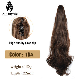 Synthetic 22inch Claw Clip Ponytail Hair Extension Wavy Ponytail Synthetic Ponytail Hair Clip For Women Pony Tail Hairpiece ALODIA STORE