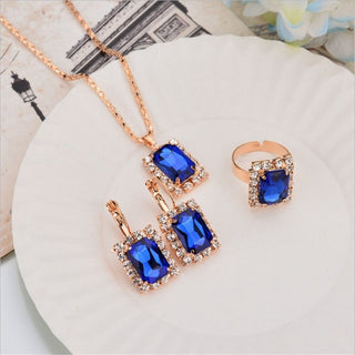 Exquisite Double Heart Necklace Earrings Bracelet Jewelry Set Charm Ladies Jewelry Fashion Bridal Accessory Set Romantic Gifts ALODIA STORE
