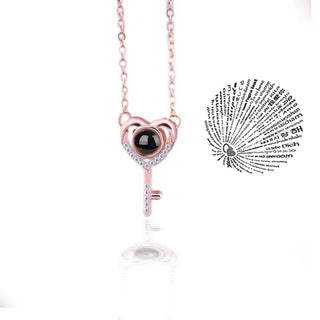 Projection Necklace 100 Languages I Love You Pendant Jewelry For Lover Girlfriend 2023 Trendy Couple Romantic Cute Accessories ALODIA STORE