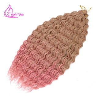 Synthetic Curly Braids  Water Wave 22 30 Inch Long Crochet Hair Ombre Brown Blonde Pink Deep Wave Braiding Hair Extensions ALODIA STORE
