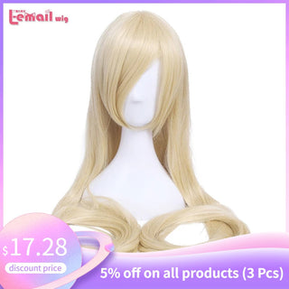L-email wig Synthetic Hair 60inch 150cm Long Blonde Wig Chobits Chi Cosplay Wigs Straight Beige Black Halloween Cosplay Wig ALODIA STORE