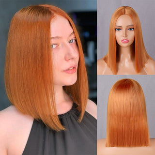 Green Short Bob Wig With Bangs for Women Shoulder Length Synthetic Wigs Cosplay Party Daily Lolita Natural Hair Black Pink Red ALODIA STORE