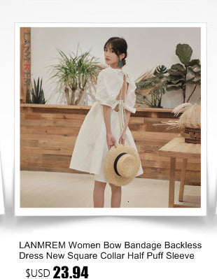 LANMREM 2023 New Korean Summer Fashion Women Clothes Vacation Dresses Lantern Sleeves Pullover Loose Chiffon Dress Pleated WG686 ALODIA STORE