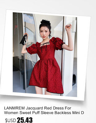 LANMREM 2023 New Korean Summer Fashion Women Clothes Vacation Dresses Lantern Sleeves Pullover Loose Chiffon Dress Pleated WG686 ALODIA STORE