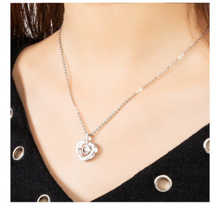 Projection Necklace 100 Languages I Love You Pendant Jewelry For Lover Girlfriend 2023 Trendy Couple Romantic Cute Accessories ALODIA STORE
