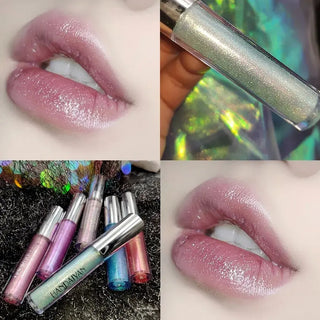 Plump Lip Gloss Lips Makeup Waterproof Long Lasting Holographic Mermaid Lip Tint Nude Moisturizer Glossy Glitter Liquid Lipstick ALODIA STORE