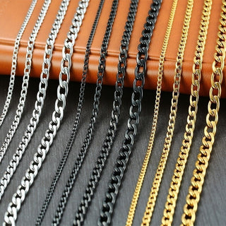 Vnox Men's Cuban Link Chain Necklace Stainless Steel Black Gold Color Male Choker colar Jewelry Gifts for Him ALODIA STORE