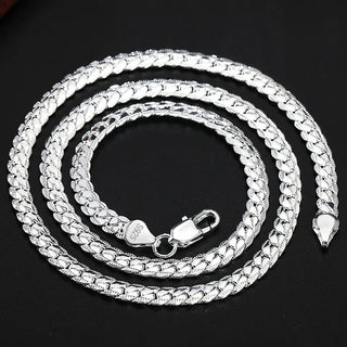 TIEEFEGO 925 Sterling Silver 6mm Side Chain 8/18/20/22/24 Inch Necklace For Woman Men Fashion Wedding Engagement Jewelry Gift ALODIA STORE