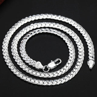 TIEEFEGO 925 Sterling Silver 6mm Side Chain 8/18/20/22/24 Inch Necklace For Woman Men Fashion Wedding Engagement Jewelry Gift ALODIA STORE