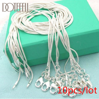 DOTEFFIL 925 Sterling Silver 10pcs/Lot 16/18/20/22/24/26/28/30 Inch 1.2mm Snake Chain Necklace For Woman Man Fashion Jewelry ALODIA STORE