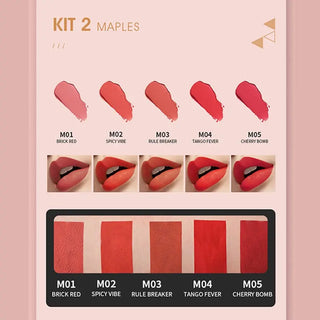 IMAGIC  5-color Set Waterproof Matte Velvet Nude Nude Color Lipstick Lip Gloss Deep Red Long Lasting Lip Gloss Female Lip - Alodia Store