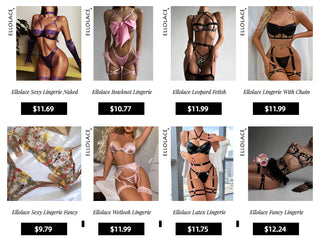 Ellolace Lingerie Sexy Porn Underwear Women Body Luxury 6-Piece Bra and Panty Set See Through Intimate Uncensored Sheer Outfits ALODIA STORE