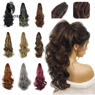 Synthetic 22inch Claw Clip Ponytail Hair Extension Wavy Ponytail Synthetic Ponytail Hair Clip For Women Pony Tail Hairpiece ALODIA STORE
