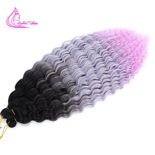 Synthetic Curly Braids  Water Wave 22 30 Inch Long Crochet Hair Ombre Brown Blonde Pink Deep Wave Braiding Hair Extensions ALODIA STORE