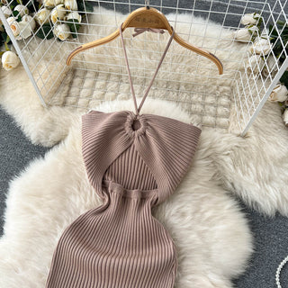 Halter Crochet Bodycon Dress ALODIA STORE