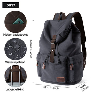 Backpack Unisex Vintage Casual Rucksack 17inch Laptop Backpack W/ USB Charging Port Schoolbag Student Mochia ALODIA STORE