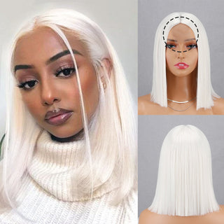 Green Short Bob Wig With Bangs for Women Shoulder Length Synthetic Wigs Cosplay Party Daily Lolita Natural Hair Black Pink Red ALODIA STORE