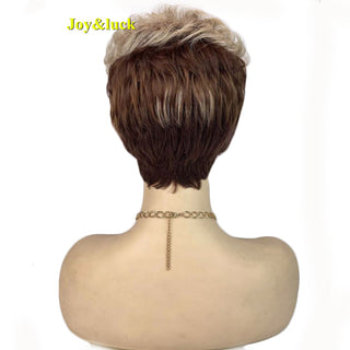Short Ombre Blonde Wig Synthetic Bob Straight Hair With Bangs Women Natural Daily Wear Wig ALODIA STORE